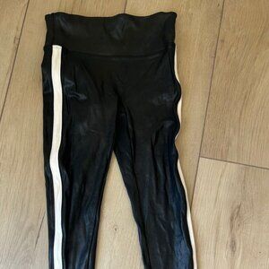 Black & White Stripe Spanx Leggings in Faux Leather